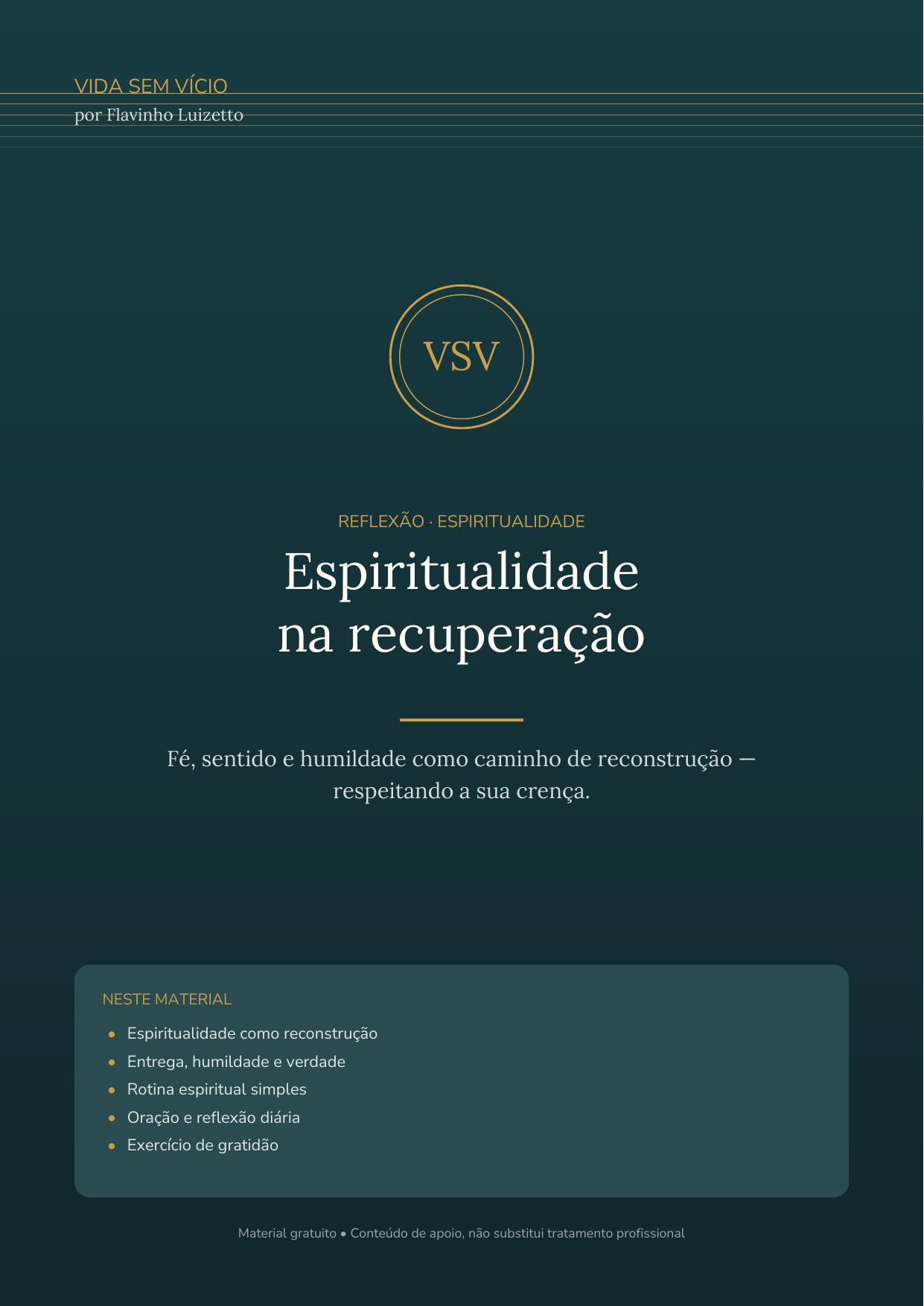 Capa do material: Espiritualidade na recuperação