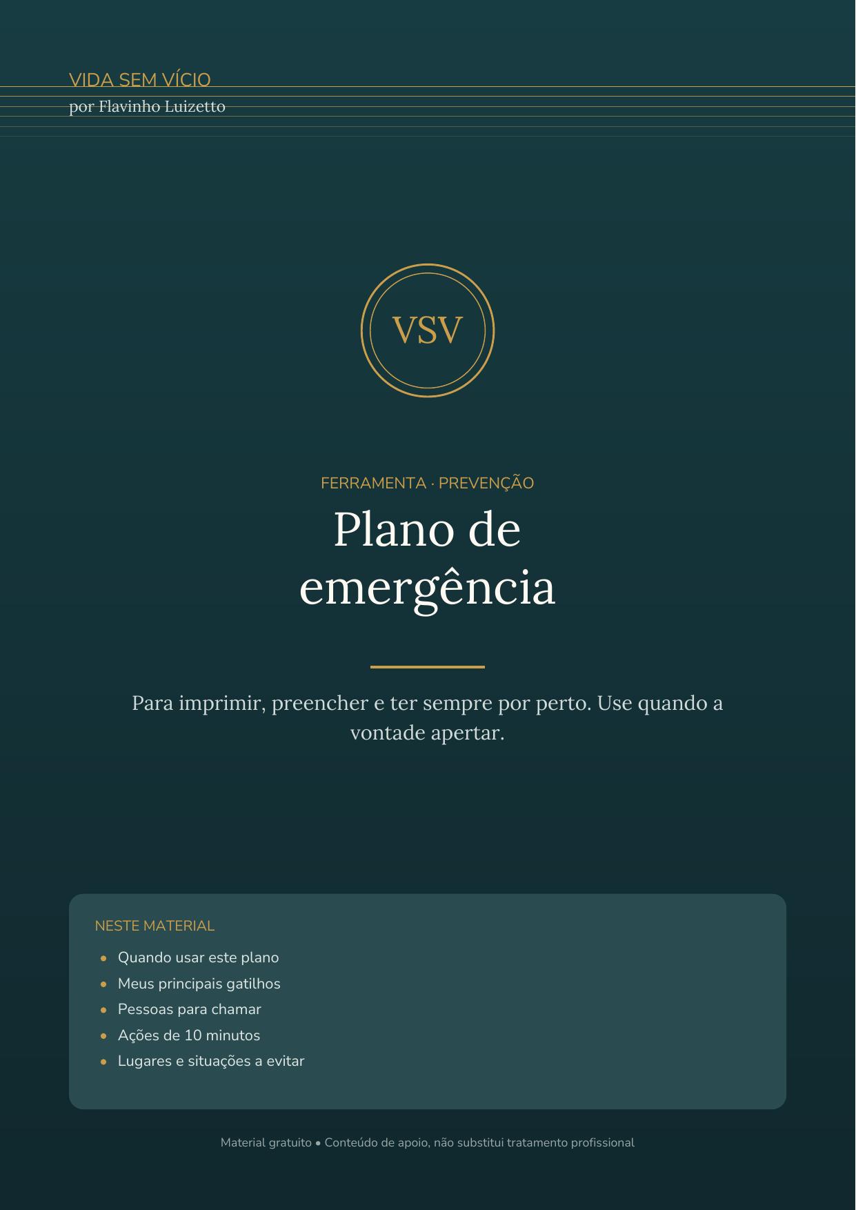 Capa do material: Plano de emergência contra recaída