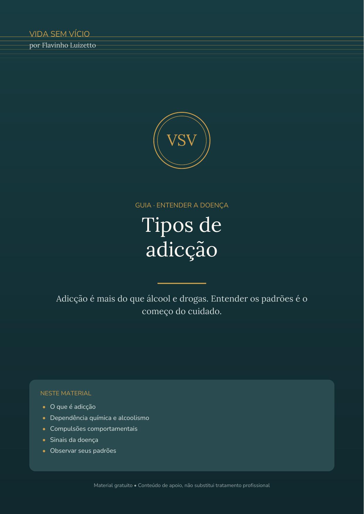 Capa do material: Tipos de adicção