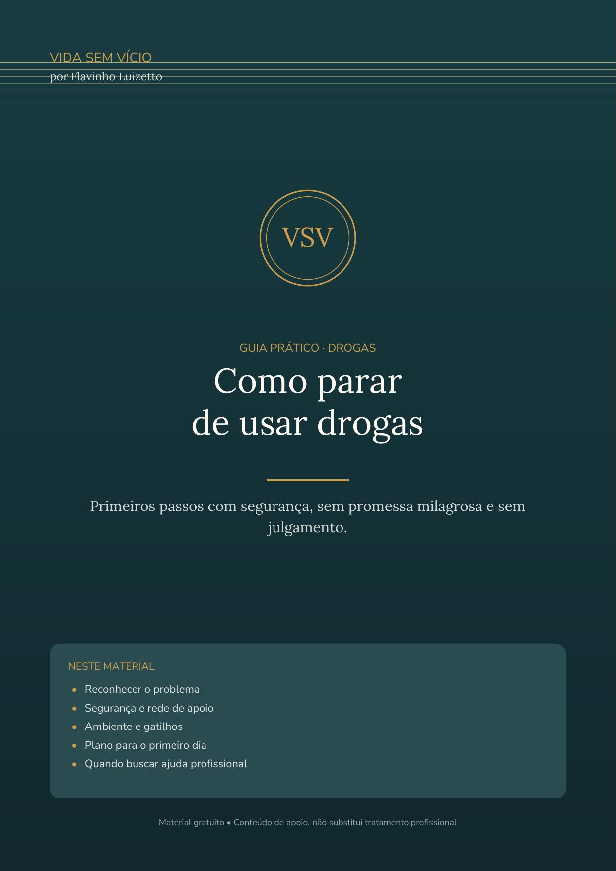 Capa do material: Como parar de usar drogas — primeiros passos